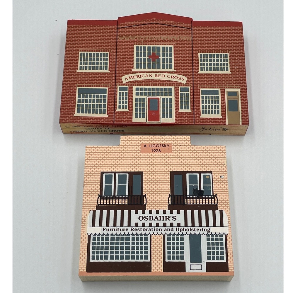 The Cat's Meow Village Series IX American Red Cross & Osbahr's Upholstery 1991